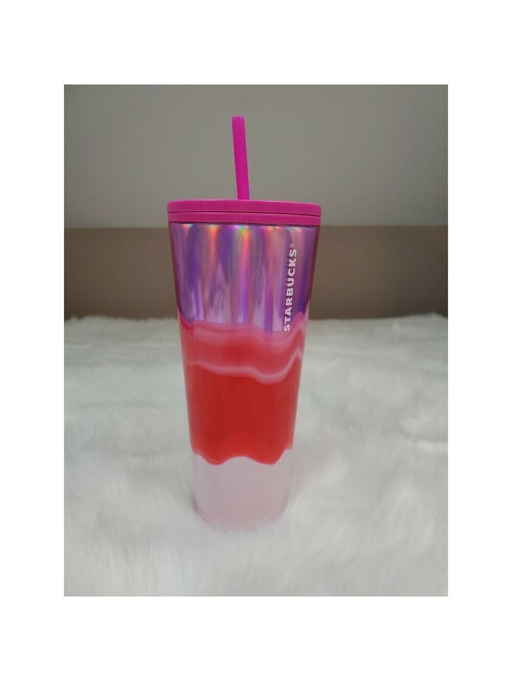 Starbucks 2021 Pink/Red Color Wave Cold Cup Tumbler VENTI NEW